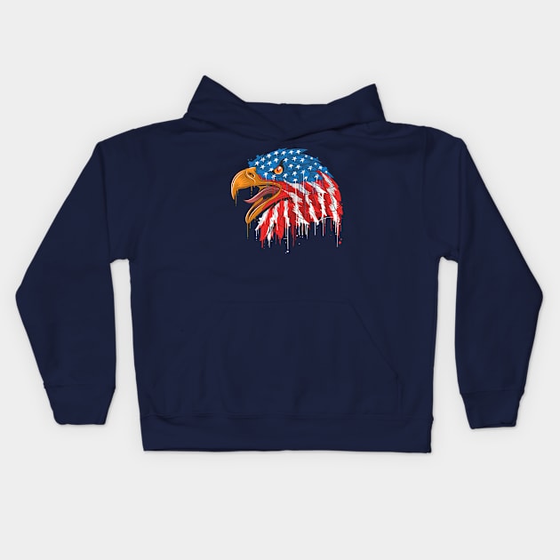 eagle independence head USA Kids Hoodie by Mako Design 